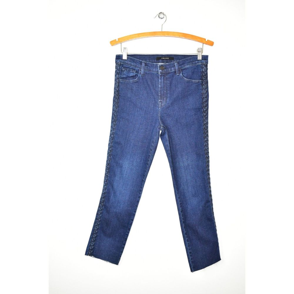 J‎ Brand Ruby High Rise Crop Cigarette Jeans28  Braided Cantonite Ankle Raw Hem